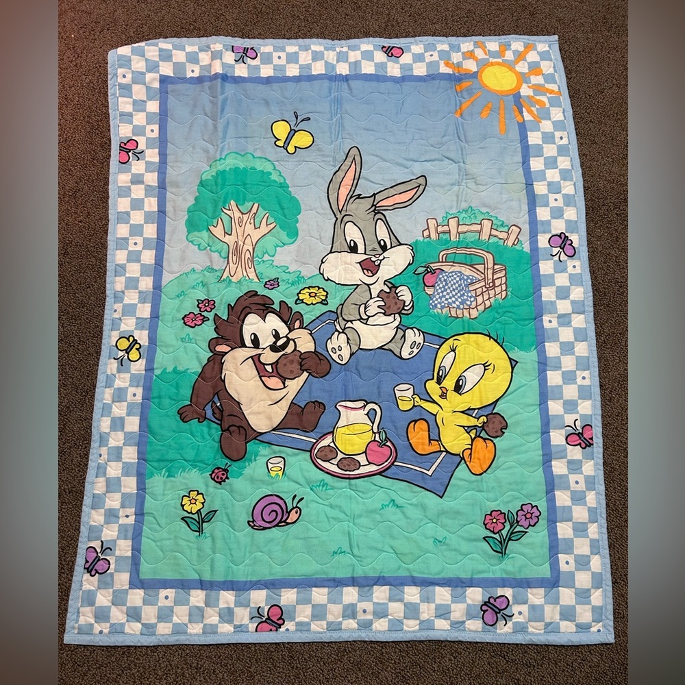 Vintage Baby Looney Tunes Reversible Baby Quilt/Wall Hanging